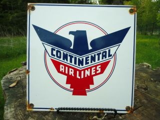 Old Vintage Continental Airlines Aero Airplane Porcelain Airport Sign