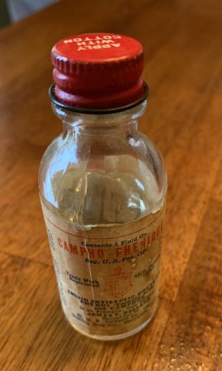 Rare Vintage Campho Phenique Antiseptic Clear Glass Bottle