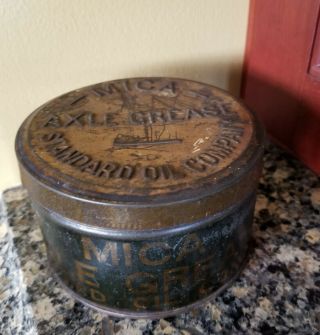 Rare Vintage Mica Axle Grease Standard Oil Co.  Gas Station Advertising Tin Can