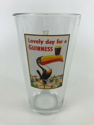 Guinness Draught Toucan " Lovely Day For A Guinness " 5.  75 " Beer Pint Glass Cup