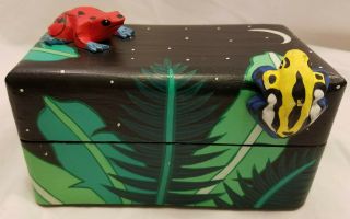 Dan Gilbert Tiger Lily Rainforest Box Hand Painted 3 - D Frogs Night Sky Moon 1993