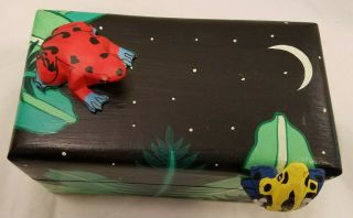 Dan Gilbert Tiger Lily Rainforest Box Hand Painted 3 - D Frogs Night Sky Moon 1993 2