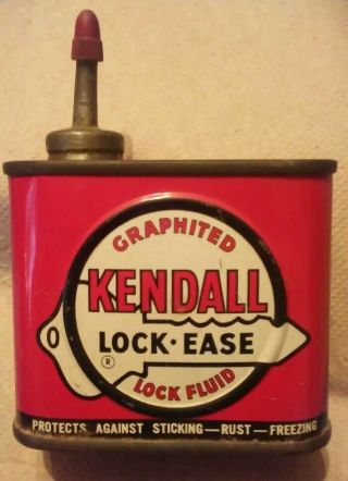 Kendall Oil Lead Top Lock Ease Tin Can Oiler Empty 4 Ozs Graphite