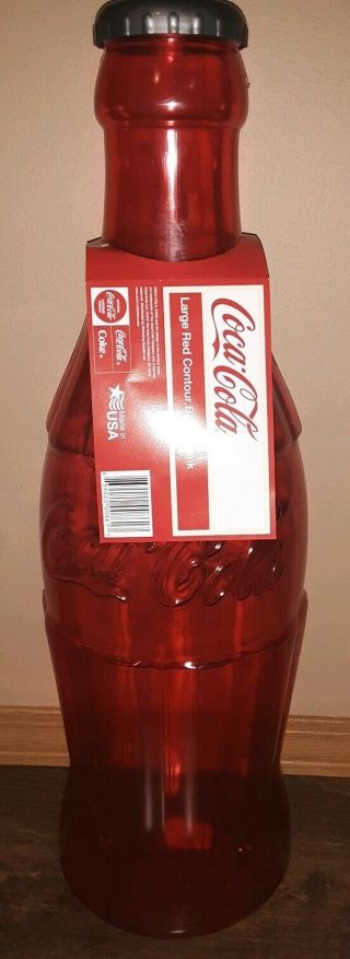 Large Coke Cola Bottle Piggy Bank Coin Storage Kids Money Red Decor 23 " Plastic