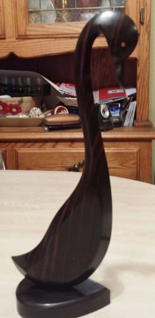 Hand Carved Swan Statue Mid Century Modern Rosewood / Ironwood?