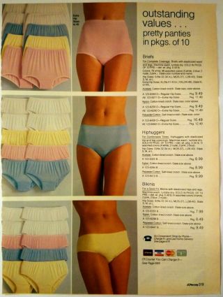 1985 Vintage Paper Print Ad Brief Pantie Hiphugger Slip Lady Lingerie Underwear