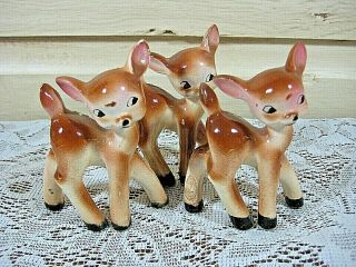 Vintage Deer,  3 Porcelain Fawns Marked Japan,  Identical.
