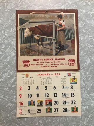 Vintage 1955 Calendar Phillips 66 Heavy’s Service Station St Louis Mo