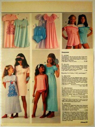 1985 Vintage Paper Print Ad Fashion Sleepwear Gown Baby Doll Terry Leotard Skirt