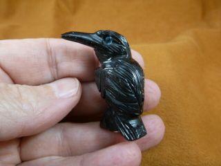 (y - Bir - Ra - 224) 1.  5 " Black Raven Crow Onyx Carving Peru Figurine Bird Noir Magpie