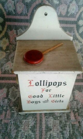 Vintage Dated1952 Wooden Lollypop Box FOR GOOD LITTLE BOYS & GIRLS 2