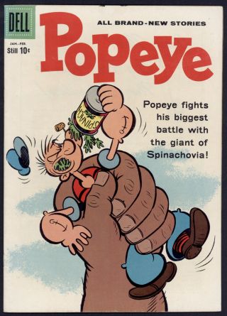 Popeye 51 Volume 1 Giant Of Spinichovia Fine / Very Fine Dell Comics 1960 Sa