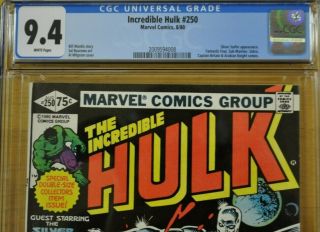 INCREDIBLE HULK 250 CGC 9.  4 NM ANNIVERSARY ISSUE SILVER SURFER APPEARANCE 1980 2