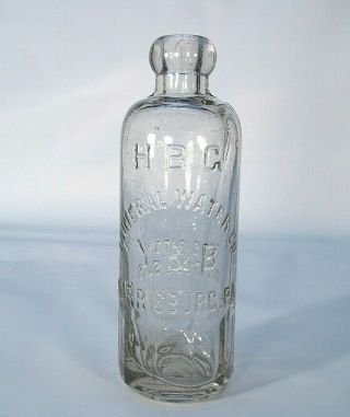 Y & B Mineral Water Co Harrisburg Pa Hutch Soda Or Mineral Water Bottle