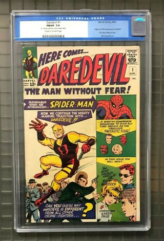Daredevil 1 Marvel Comics 1964 Cgc 7.  0 Origin & 1st Appearance Of Matt Murdock