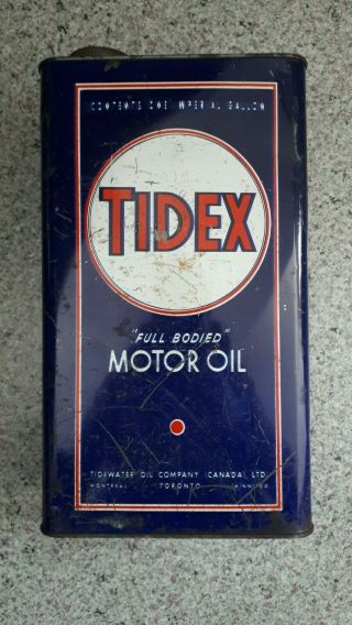 Vintage Tidex Motor Oil Imperial One Gallon Rare Can Large “full Bodied” Antique