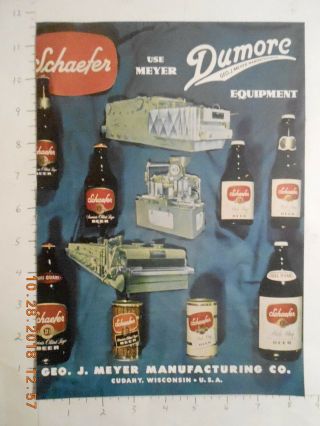 1951 Schaefer Brewing Co Brewery Beer Trade Ad Flat Top Can Schock Gusmer Nj