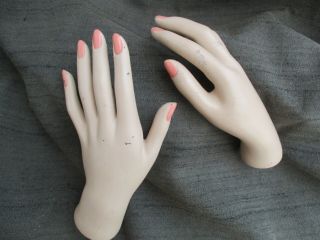 Old Vintage 1960s - 1970s Female Display Mannequin Hands Matching Pair ? Life Size