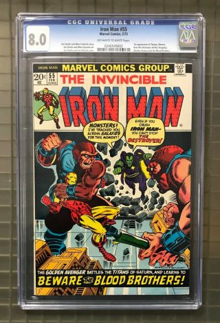 Iron Man 55 Marvel Comics 1973 Cgc 8.  0 1st Appearance Of Thanos & Drax