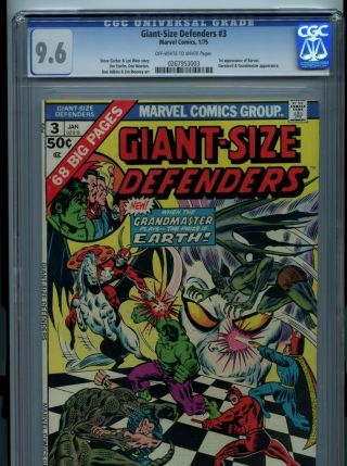 Giant - Size Defenders 3 Cgc 9.  6 1st Appearance Of Korvac & More Major Villain