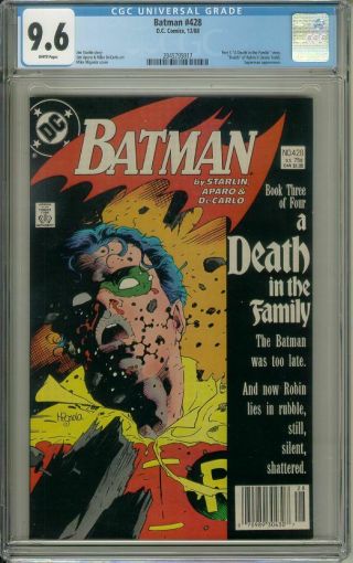 Batman 428 (dc Comics,  1988) Cgc Graded 9.  6 Death In The Family White Pages