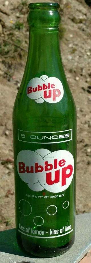 Vintage 1943 Bubble Up Green Soda Bottle,  8 Ounces