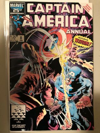 Captain America Annual 8 Wolverine App Classic Mike Zeck Cover Marvel 1986 Vf/nm