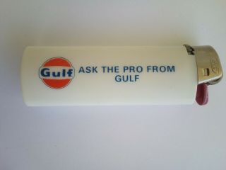 2 VINTAGE GULF OIL BIC STYLE LIGHTERS 3