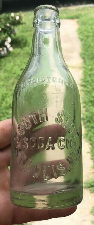 Rare South Side Soda Co Slug Plate Bottle St Louis Mo Missouri