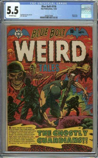 Blue Bolt Weird Tales 116 Ccg 5.  5 Ow L.  B.  Cole Cover Star Pre - Code Horror 1952