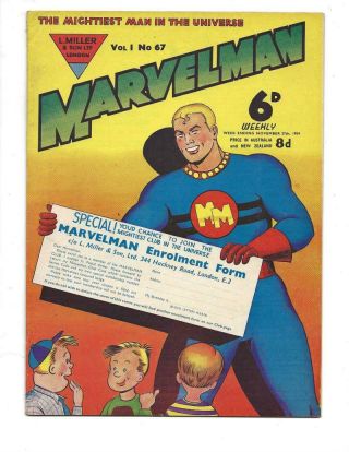 Marvelman 67 1954 British Marvelman Club Cover