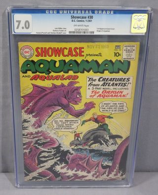 Showcase 30 (aquaman Origin & 1st Silver Age Tryout) Cgc 7.  0 Fn/vf Dc 1961