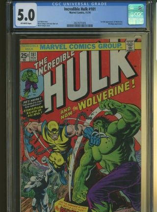 The Incredible Hulk 181 Cgc 5.  0 1st Wolverine
