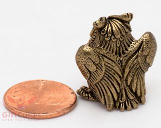 Solid Brass Amber Figurine of bird Owl with Amber Belly Totem talisman IronWork 4