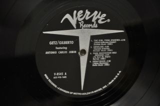 STAN GETZ / JOAO GILBERTO ANTONIO CARLOS JOBIM LP VERVE V - 8545 US 1964 DG MONO 5
