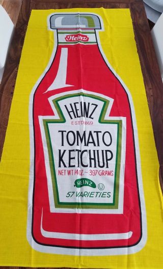 Vintage Heinz Ketchup Bottle Tapestry Fabric Red Yellow Large 70 " Wall Hanging