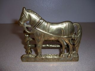 Vintage Solid Brass Horse & Fence Letter Or Napkin Holder - Made In Italy