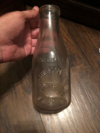 Vintage Glass 1 Quart Golden Slope Dairy T S Williams Warsaw Nc Milk Bottle