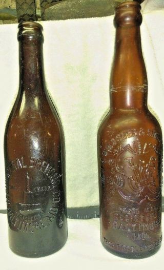2 Vintage Beer Bottles 1 Monumental Brewing Company & 1 J F Wiessner & Sons