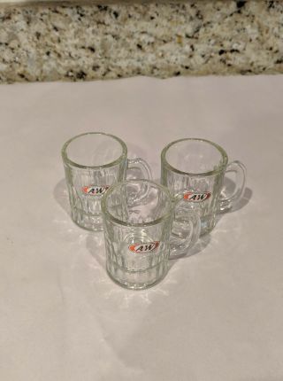 3 Vintage Small A&w Root Beer Mini Mugs Large Double Shot Glasses