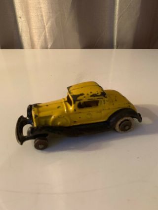 Very Old Vintage Metal Car 5 " Yellow Metal Car 1930 