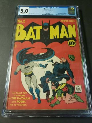 Batman 2 Cgc 5.  0 Off - White Pages 2nd Joker And Catwoman Appearance