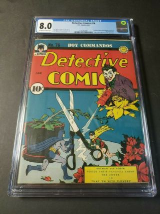 Detective Comics 76 Cgc 8.  0 Batman Robin Joker Cover