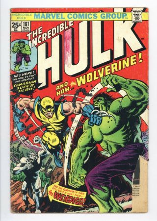 Incredible Hulk 181 Vol 1 Lower Grade 1st App Wolverine Complete With Mvs