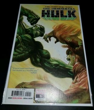 The Immortal Hulk 5 Marvel Comics 2018,  1st Printing Vf/nm | Alex Ross Al Ewing