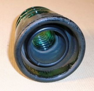 Antique Rare Aqua Blue Green Glass Insulator PATENTED Oct.  8th 1907 Signed 140f 2