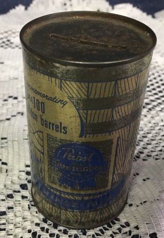 Pabst Blue Ribbon Small Can Bank Commemorating Over 100 Million Barrels Vintage