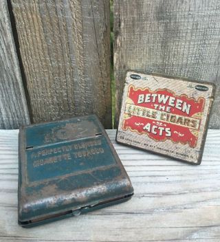 Vintage Top Cigarette Roller Tin & Between The Acts Little Cigar Tin Tobacciana