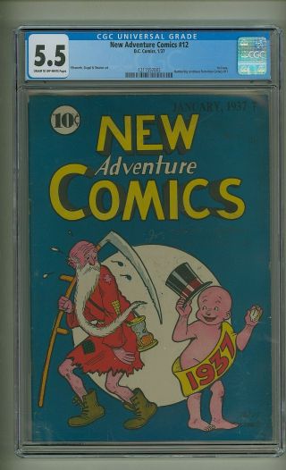 Adventure Comics 12 (cgc 5.  5) C - O/w Pgs; 1st Issue; Siegel; Shuster (c 23735