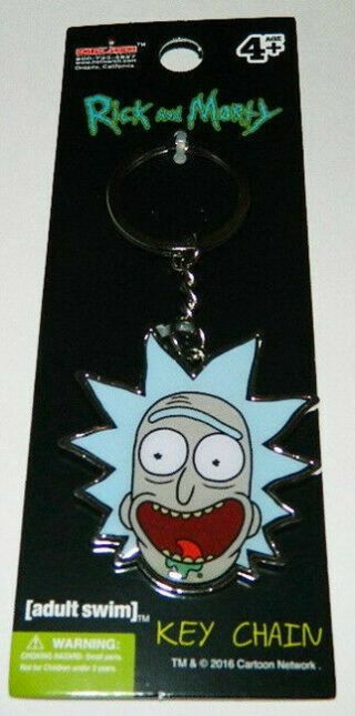 Rick And Morty Animated Tv Series Ricks Head Colored Metal Key Ring Keychain